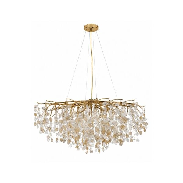 Masal Sıralı Gold Yemek Masası Üstü, Kristal Taşlı Modern, Oturma Odası, Salon Avize