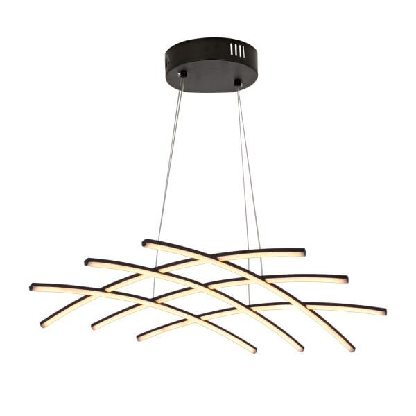 Brian Mat Siyah Boyalı 3000K 58 Watt Sarkıt Salon Oturma Odası Ledli Avize