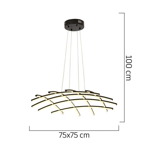 Brian Mat Siyah Boyalı 3000K 92 Watt Sarkıt Salon Oturma Odası Ledli Avize