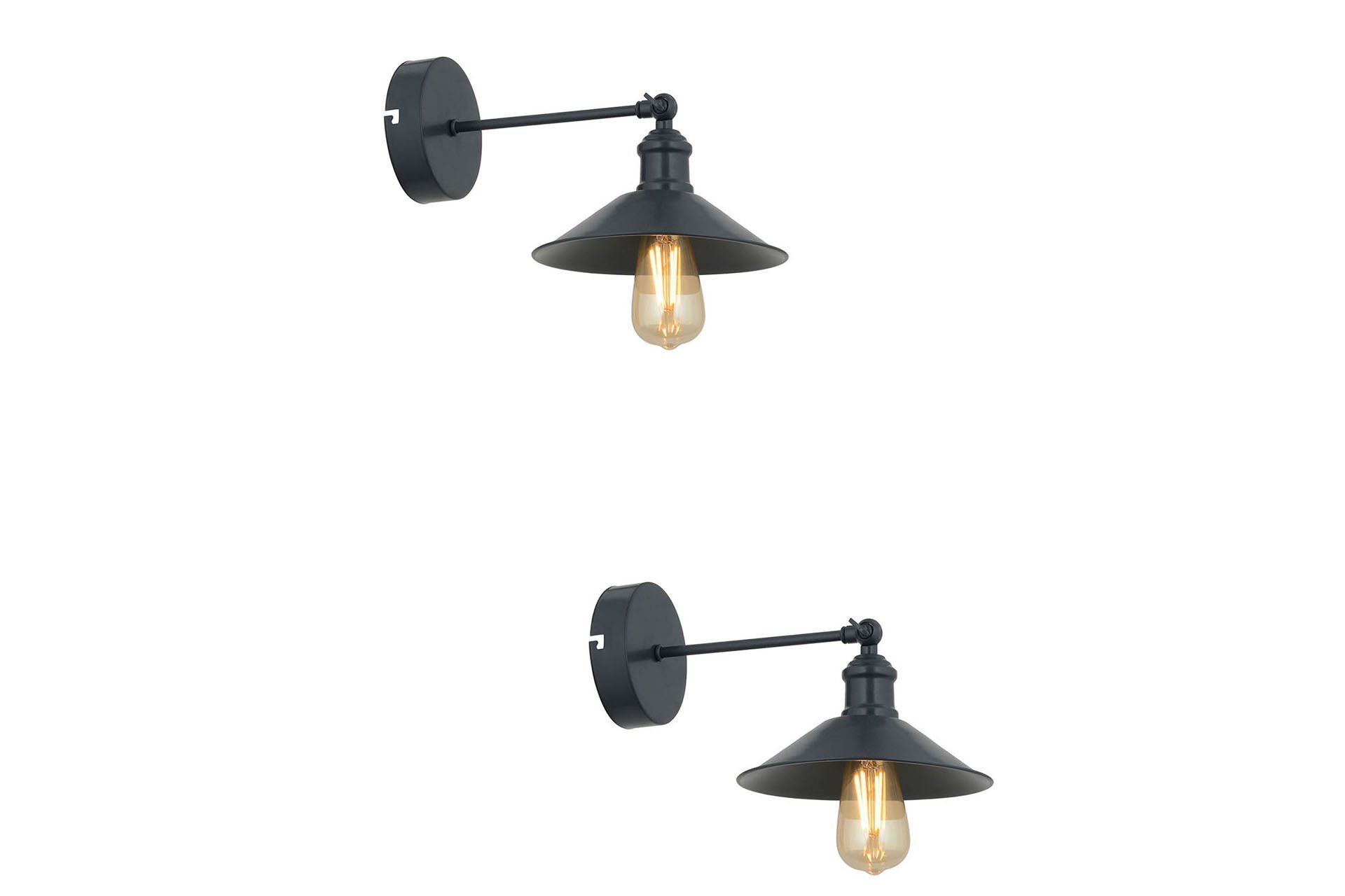 Yekta Siyah Retro 2'li Aplik Seti Yatak Odası-Yatak başı,Cafe,Restoran için Duvar Lambası