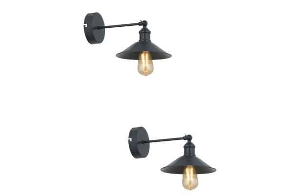 Yekta Siyah Retro 2'li Aplik Seti Yatak Odası-Yatak başı,Cafe,Restoran için Duvar Lambası