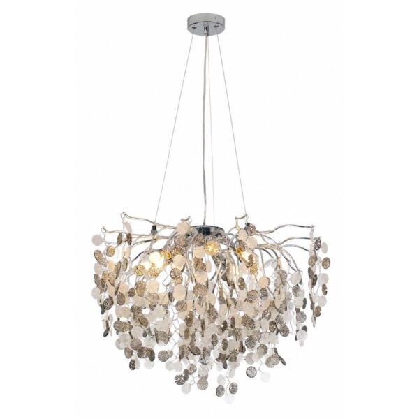 Masal 60'lık Yuvarlak Krom Kristal Taşlı Modern, Oturma Odası, Salon Avize