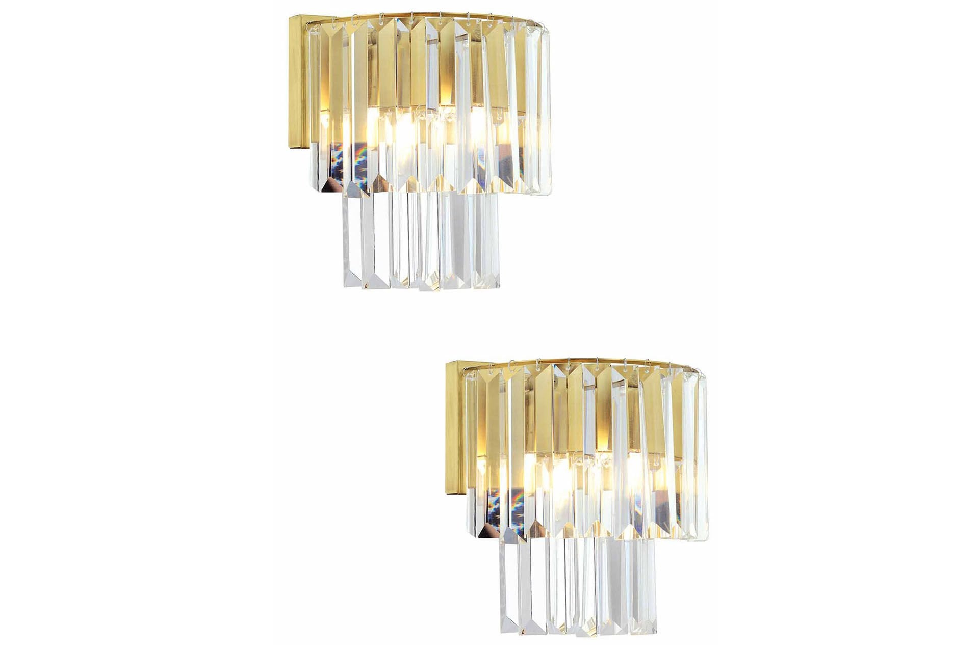 Nilüfer Eskitme 2'li Aplik Seti Kristal Taşlı Yatak Odası-Yatak Başı Duvar Lambası