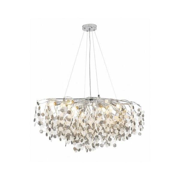 Masal Sıralı Krom Yemek Masası Üstü, Kristal Taşlı Modern, Oturma Odası, Salon Avize