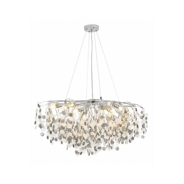 Masal Sıralı Krom Yemek Masası Üstü, Kristal Taşlı Modern, Oturma Odası, Salon Avize
