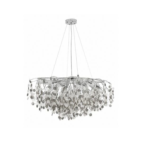 Masal Sıralı Krom Yemek Masası Üstü, Kristal Taşlı Modern, Oturma Odası, Salon Avize
