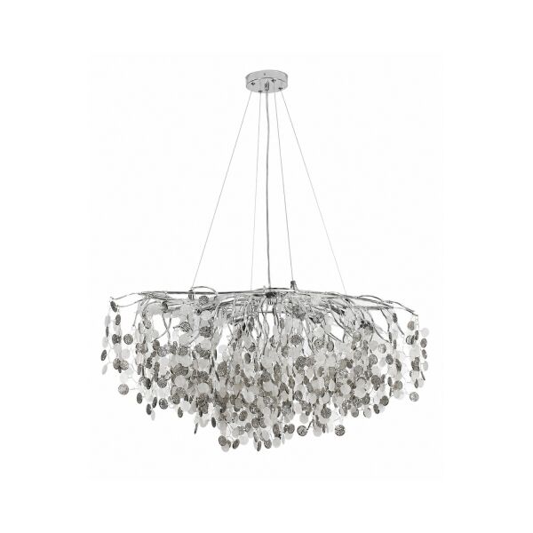 Masal Sıralı Krom Yemek Masası Üstü, Kristal Taşlı Modern, Oturma Odası, Salon Avize