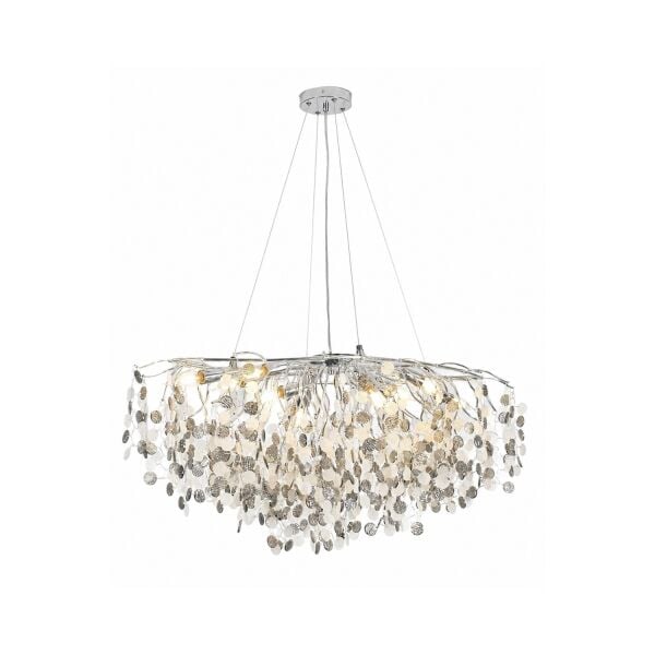 Masal Sıralı Krom Yemek Masası Üstü, Kristal Taşlı Modern, Oturma Odası, Salon Avize