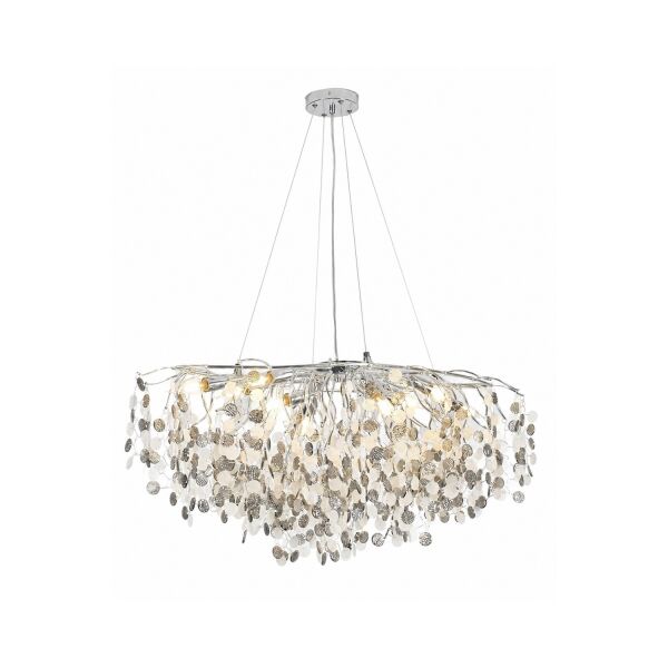 Masal Sıralı Krom Yemek Masası Üstü, Kristal Taşlı Modern, Oturma Odası, Salon Avize