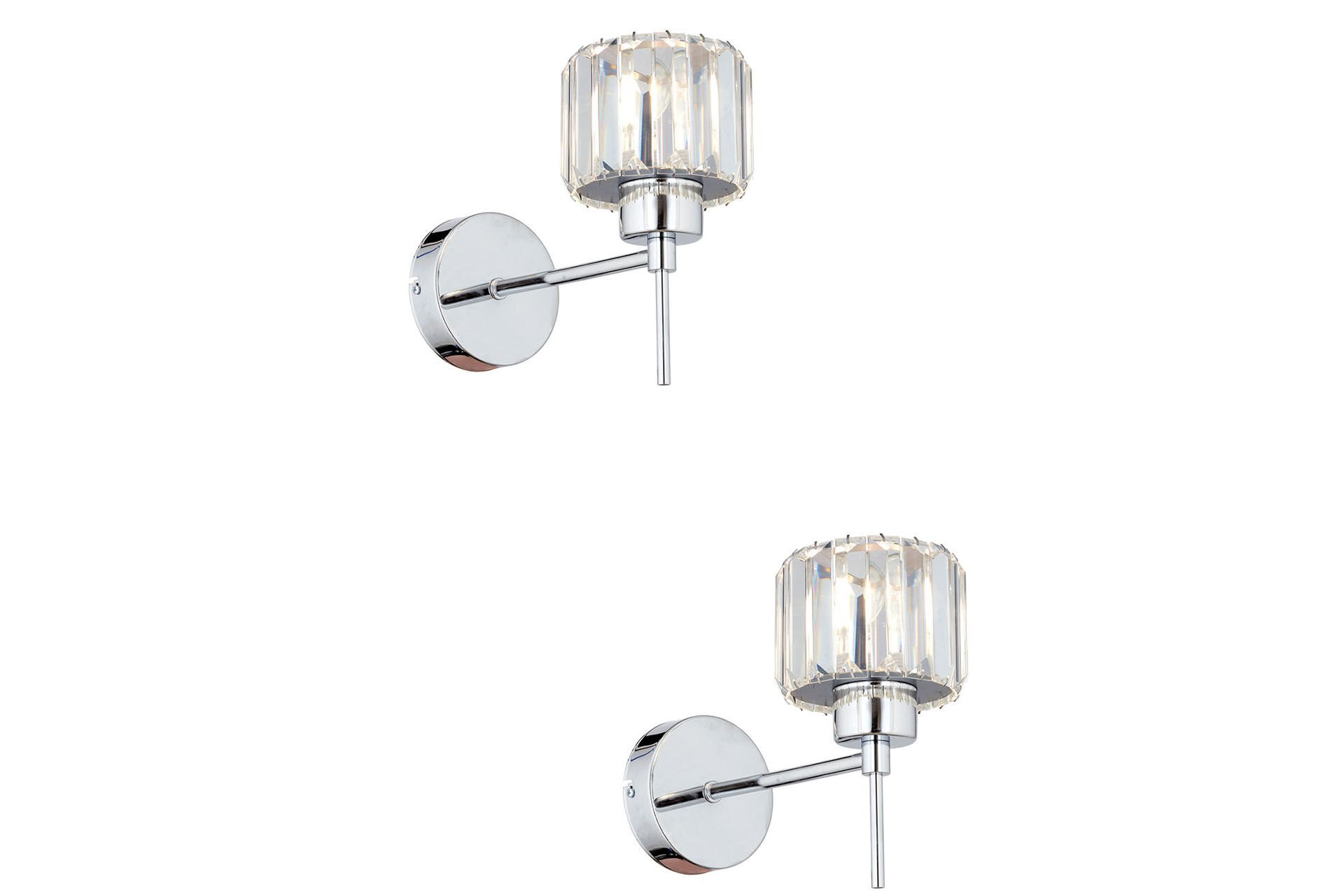 Sadem Tekli Krom 2'li Aplik Seti Taşlı Yatak Odası-Yatak Başı Duvar Lambası