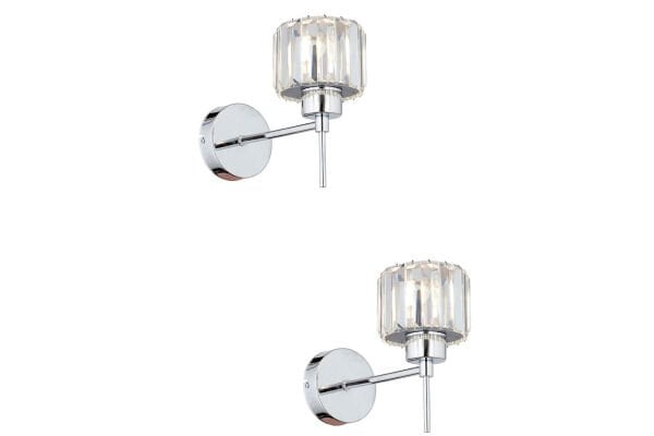 Sadem Tekli Krom 2'li Aplik Seti Taşlı Yatak Odası-Yatak Başı Duvar Lambası