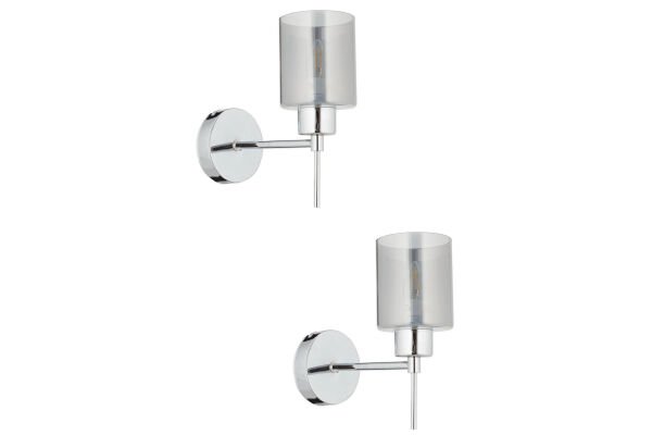 Cemre Tekli Krom 2'li Aplik Seti Yatak Odası-Yatak Başı Duvar Lambası