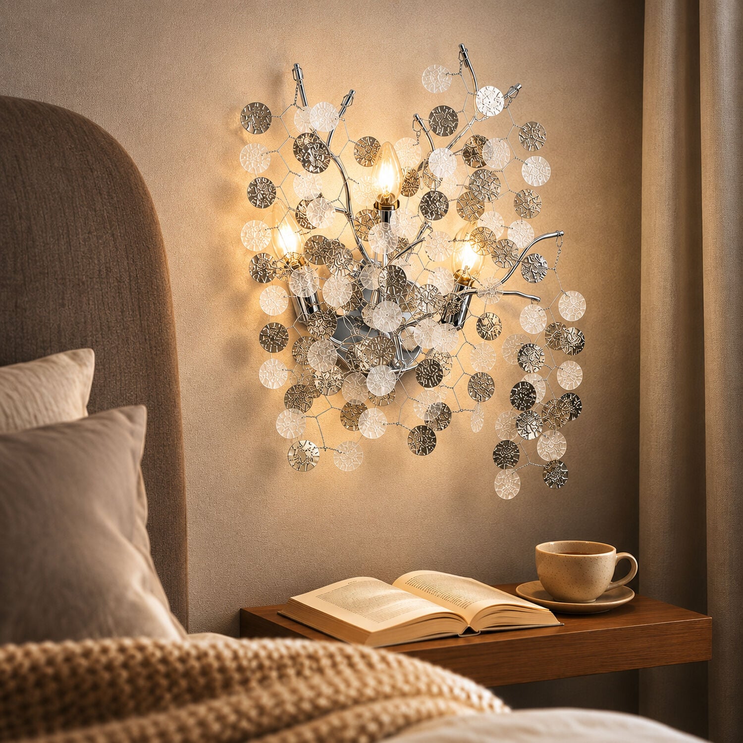 Masal Krom Kristal Taşlı Modern, Oturma Odası,Duvar Lambası  Salon Aplik