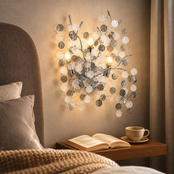 Masal Krom Kristal Taşlı Modern, Oturma Odası,Duvar Lambası  Salon Aplik
