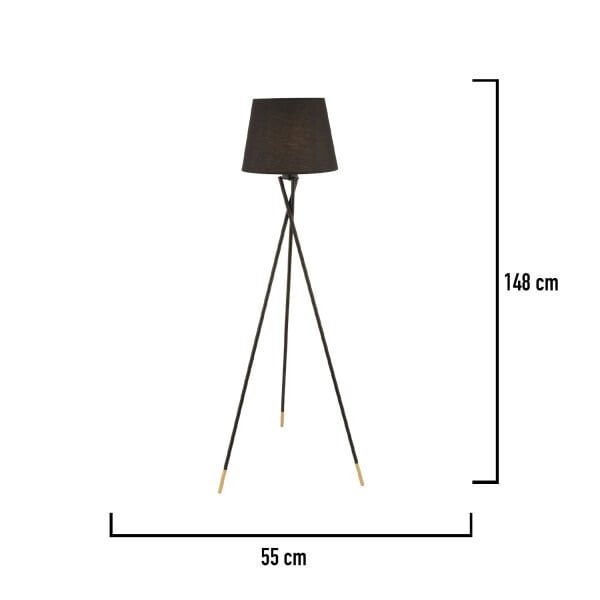 Papel Siyah Tripot Ayaklı Dekoratif Salon Lambader