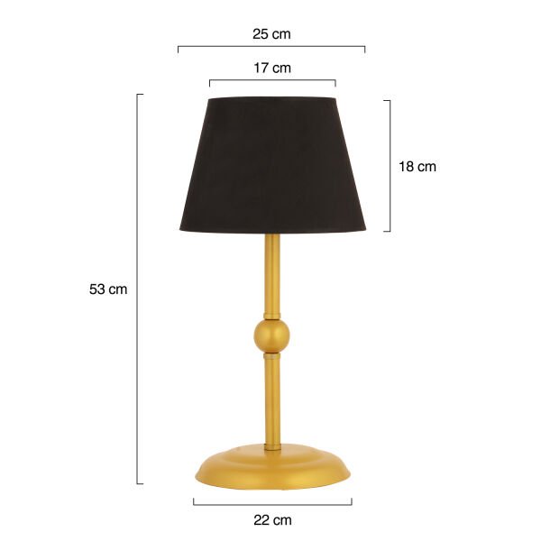 Semira Siyah Şapkalı Gold Masa Lambası Salon- Yatak Odası Modern Retro Abajur