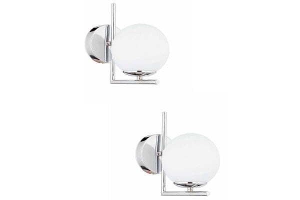 Sara Krom Kaplama Duvar Lambası 2'li Aplik Seti Yatak Odası-Yatak Başı-Banyo İçin Modern Aplik