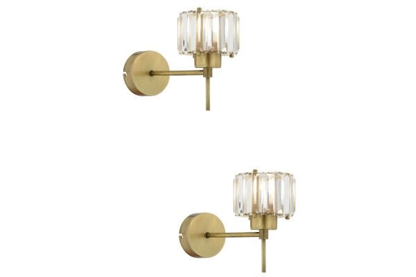 Sadem Eskitme 2'li Aplik Seti Taşlı Yatak Odası-Yatak Başı Duvar Lambası