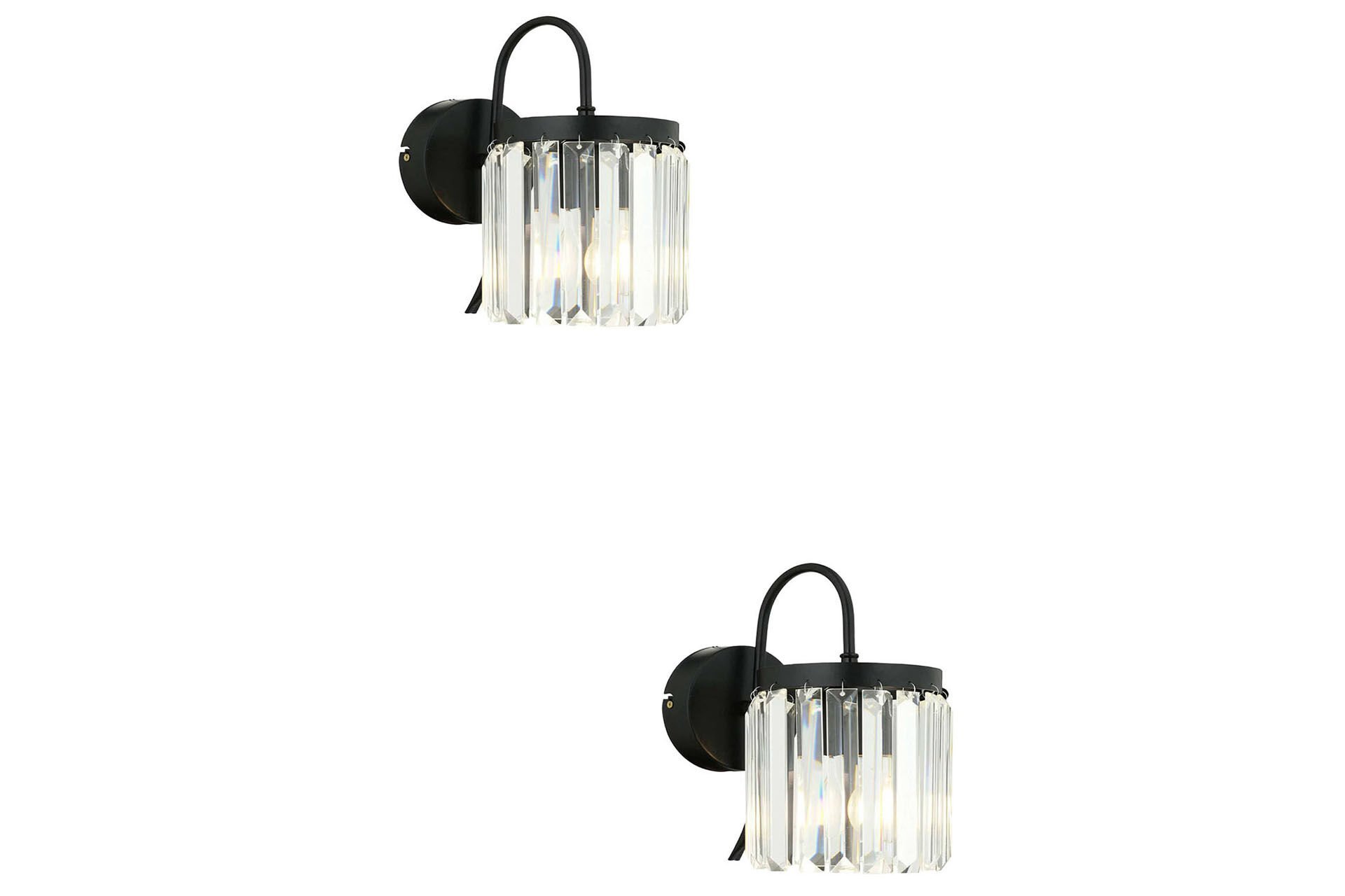 Rachel Siyah 2'li Aplik Seti Taşlı Yatak Odası-Yatak Başı Duvar Lambası