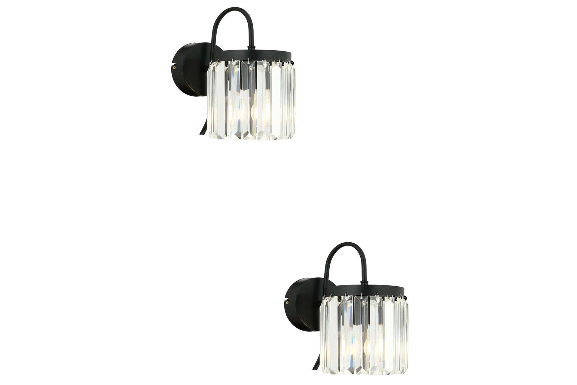 Rachel Siyah 2'li Aplik Seti Taşlı Yatak Odası-Yatak Başı Duvar Lambası