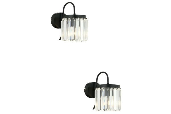 Rachel Siyah 2'li Aplik Seti Taşlı Yatak Odası-Yatak Başı Duvar Lambası