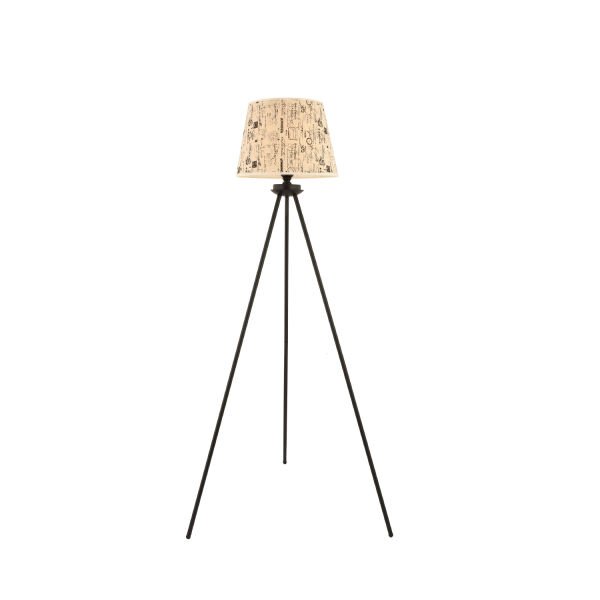 Epona Desenli Şapkalı Siyah Modern Dekoratif Salon Lambader
