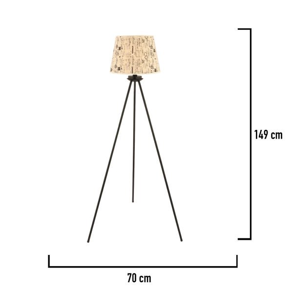 Epona Desenli Şapkalı Siyah Modern Dekoratif Salon Lambader