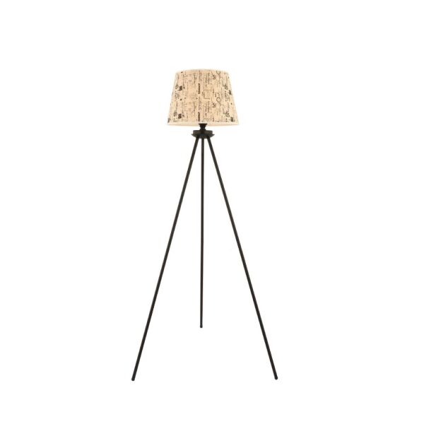 Epona Desenli Şapkalı Siyah Modern Dekoratif Salon Lambader