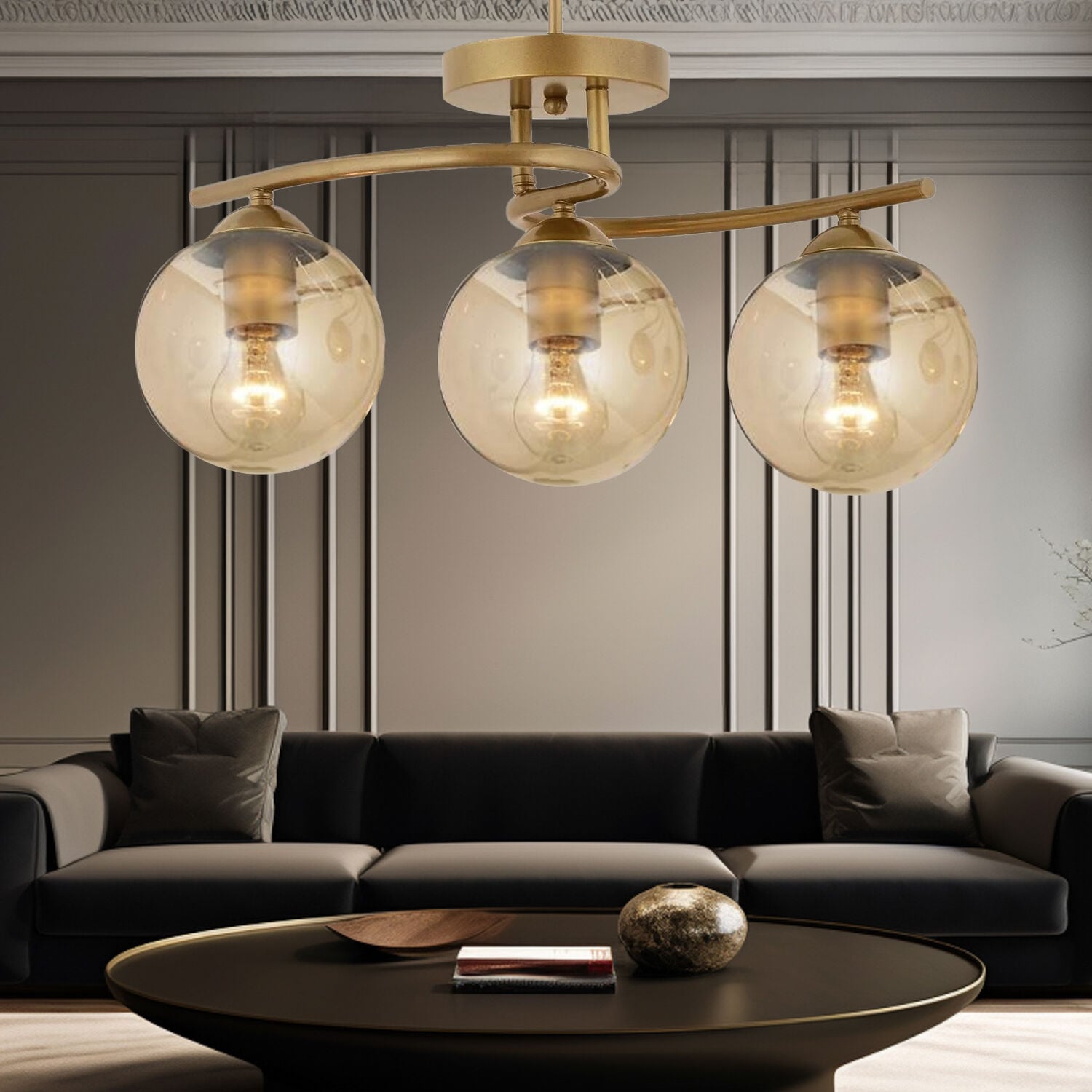 Elite 3Lü Eskitme Bal Camlı Modern Mutfak Yatak odası Salon Avize