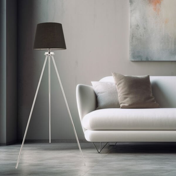 Epona Siyah Şapkalı Krom Modern Dekoratif Salon Lambader