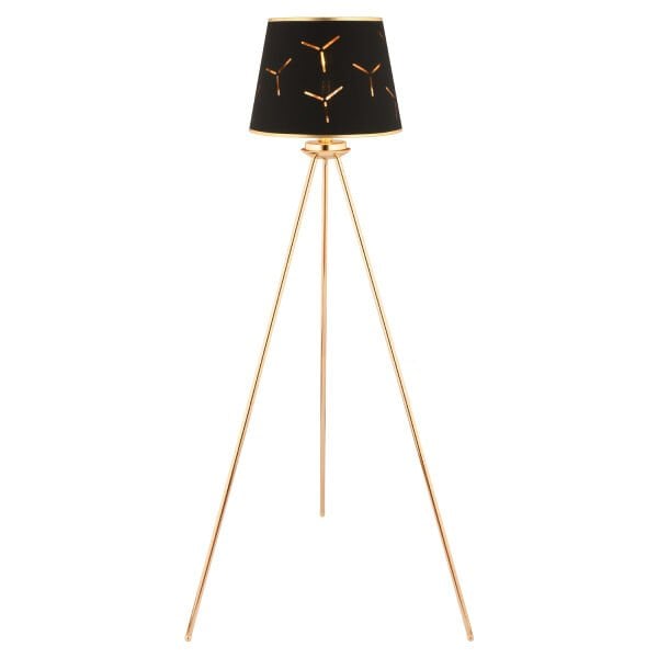 Epona Siyah Desenli Şapkalı Gold Modern Dekoratif Salon Lambader