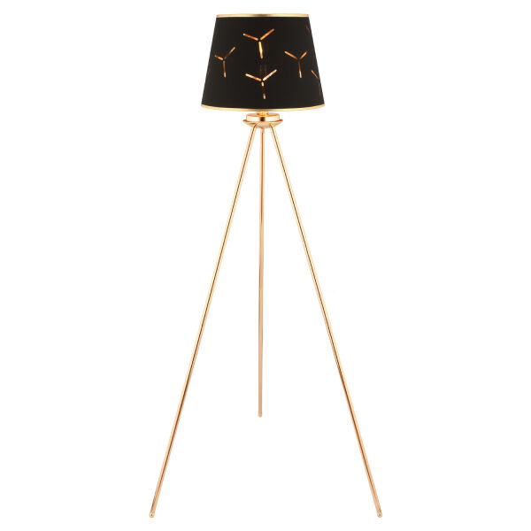 Epona Siyah Desenli Şapkalı Gold Modern Dekoratif Salon Lambader