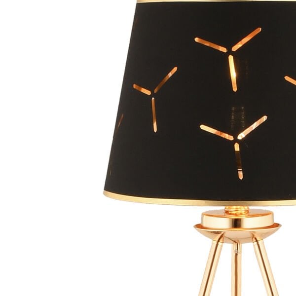 Epona Siyah Desenli Şapkalı Gold Modern Dekoratif Salon Lambader