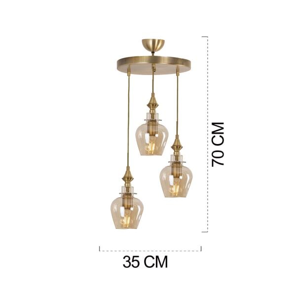 FARON 3 LÜ YUVARLAK ESKİTME SARKIT AVİZE