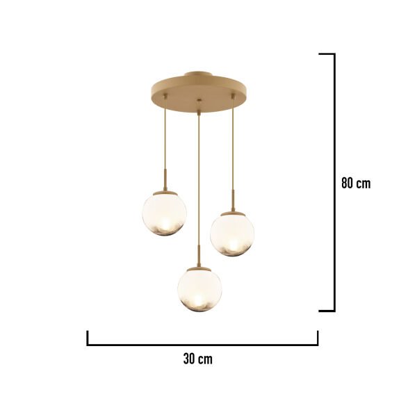 Mirsad 3Lü Yuvarlak Eskitme Tekli Retro Modern Sarkıt Avize