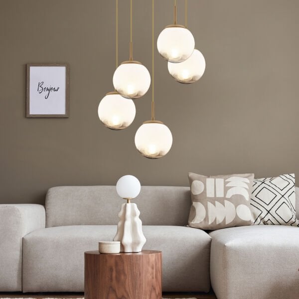 Mirsad 5Li Yuvarlak Eskitme Tekli Retro Modern Sarkıt Avize