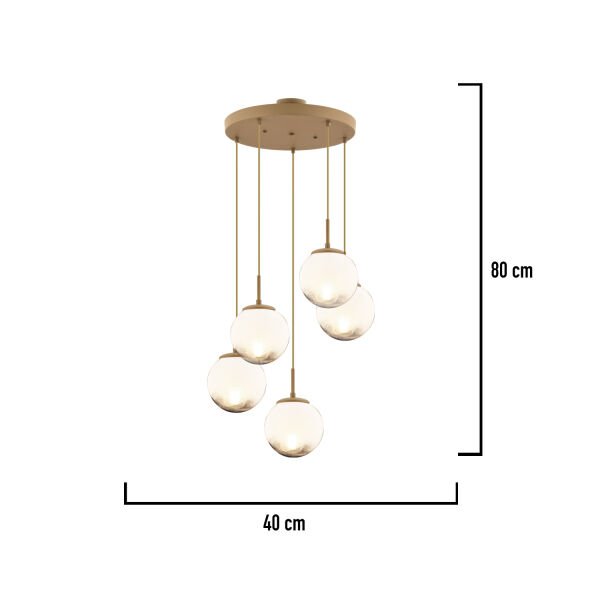 Mirsad 5Li Yuvarlak Eskitme Tekli Retro Modern Sarkıt Avize