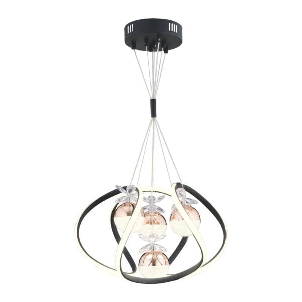 Balca 4'lü Siyah Bakır 3 Renkli 84 Watt Ledli Kelebek Led  Avize Top Avize Modern Oturma Odası, Koridor, Salon Led Avize