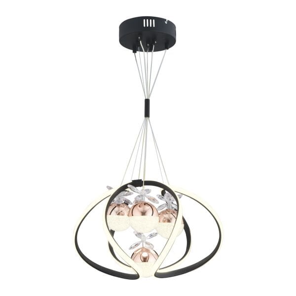 Balca 4'lü Siyah Bakır 3 Renkli 84 Watt Ledli Kelebek Led  Avize Top Avize Modern Oturma Odası, Koridor, Salon Led Avize