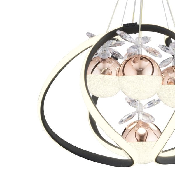 Balca 4'lü Siyah Bakır 3 Renkli 84 Watt Ledli Kelebek Led  Avize Top Avize Modern Oturma Odası, Koridor, Salon Led Avize