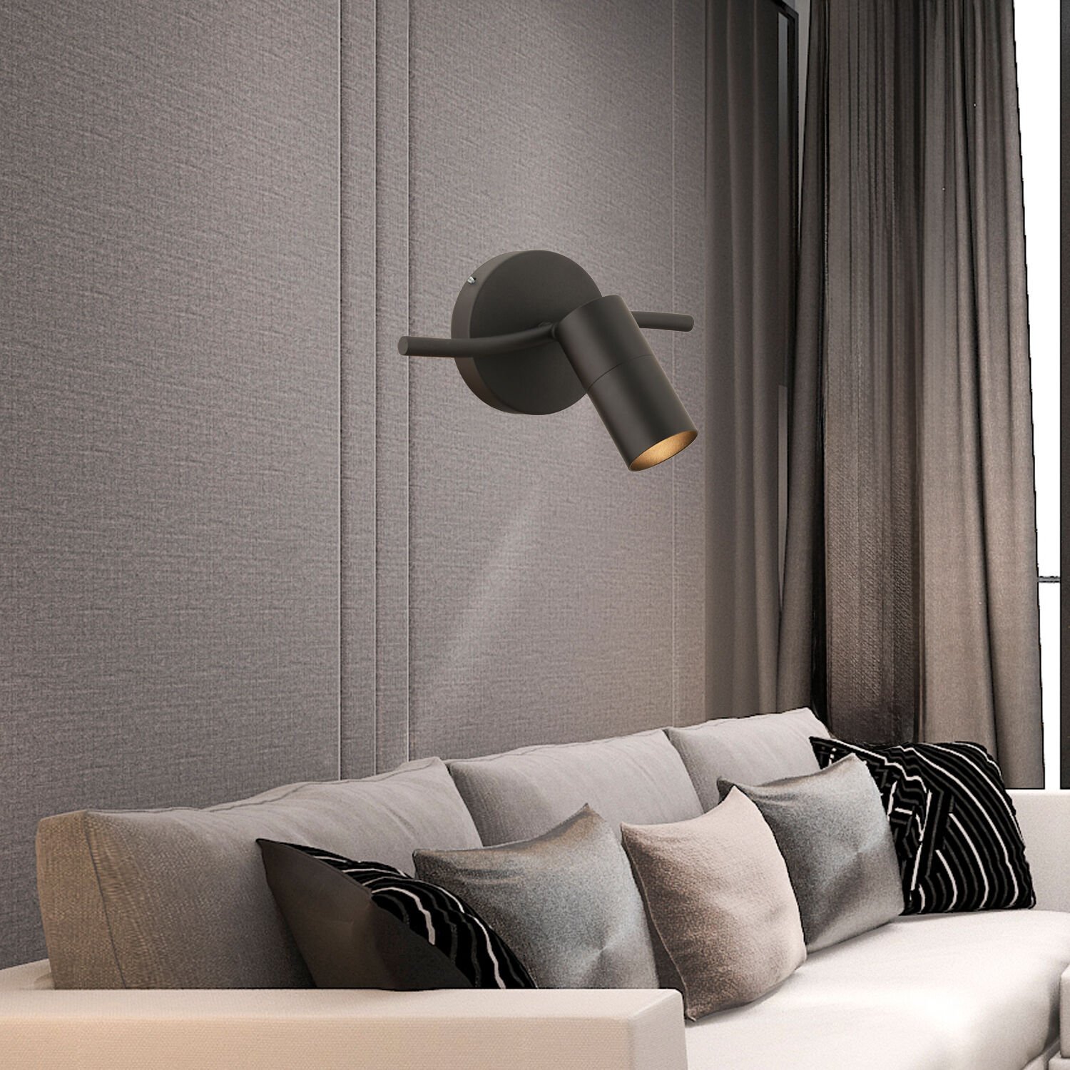 Dusan Siyah Tekli Modern Duvar Lambası Spot Aplik