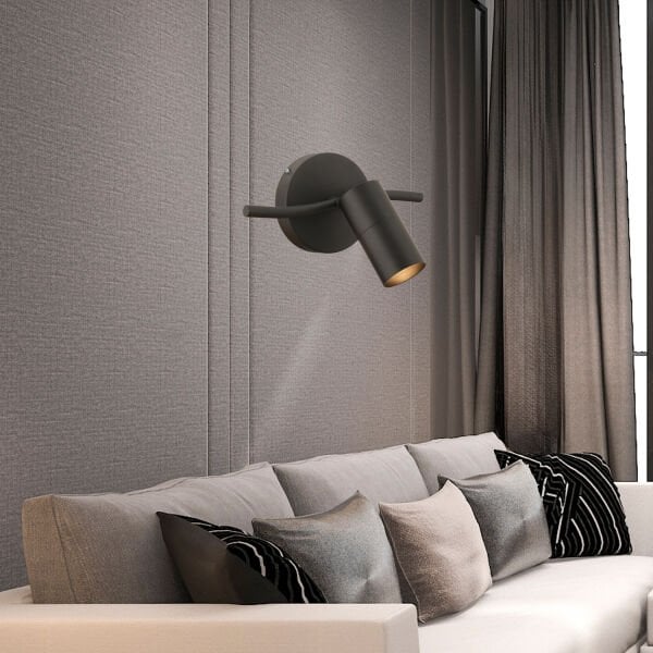 Dusan Siyah Tekli Modern Duvar Lambası Spot Aplik