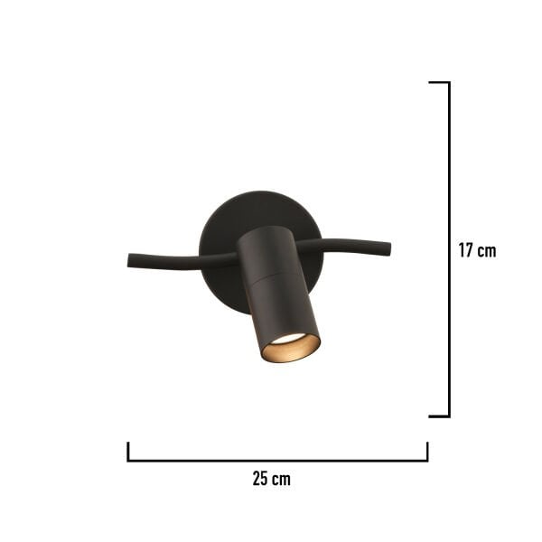 Dusan Siyah Tekli Modern Duvar Lambası Spot Aplik