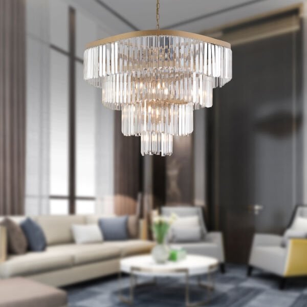 Gladiolus Büyük Yuvarlak Eskitme Kristalli Taşlı Modern Tasarım Kristal Salon Avize