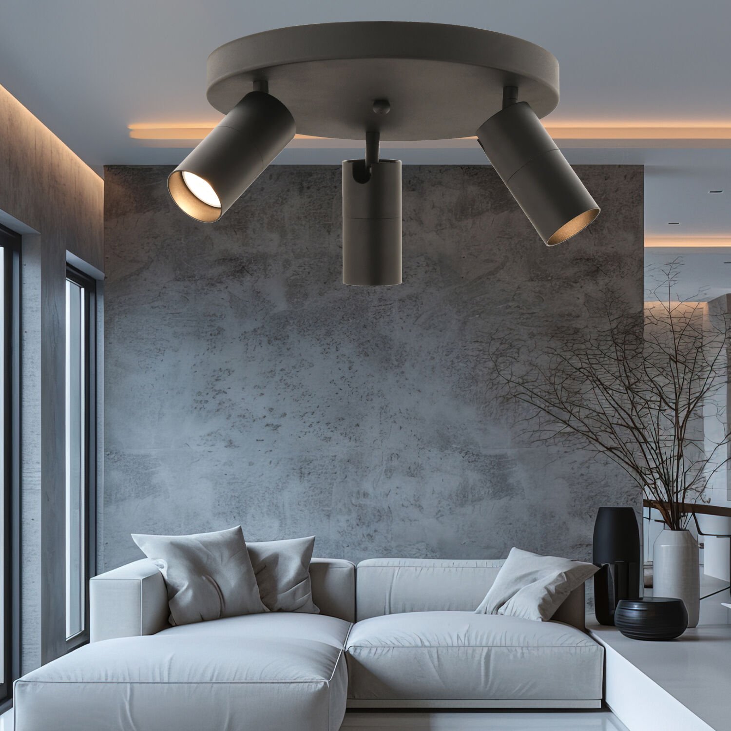 Dusan Siyah 3Lü  Plafonyer Modern Retro Tasarım Spot Avize