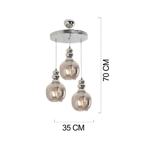 Gaspar 3 Lü Krom Sarkıt Modern Genç Odası MutfakSalon Avize