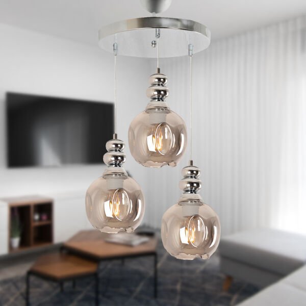 Gaspar 3 Lü Krom Sarkıt Modern Genç Odası MutfakSalon Avize