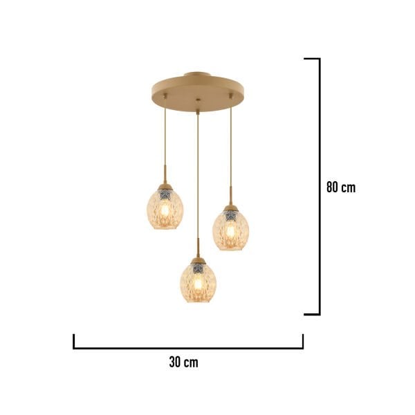 Nino 3Lü Yuvarlak Eskitme Modern Sarkıt Oturma Odası Salon Sarkıt Avize