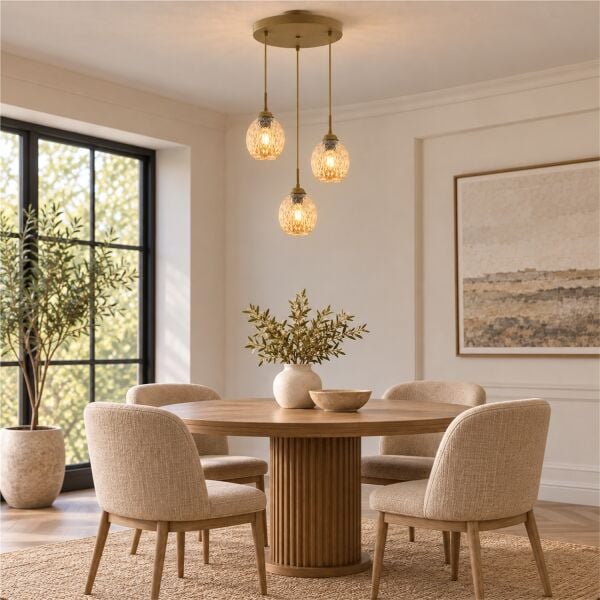 Nino 3Lü Yuvarlak Eskitme Modern Sarkıt Oturma Odası Salon Sarkıt Avize