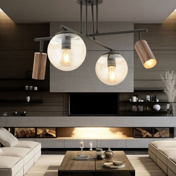 Perla Siyah 4Lü Plafonyer Modern Retro Tasarım Spot Avize